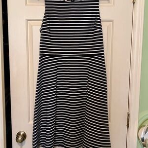 Talbots Navy and White Striped Fit-and-Flare Dress